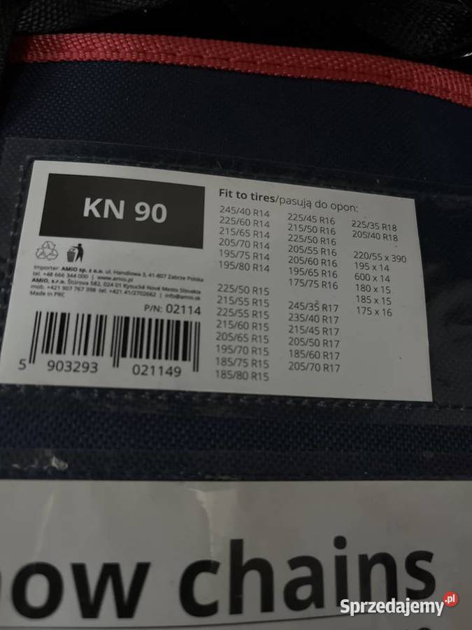 Łańcuchy śniegowe Amio KN90 R15 R16 R17 R18 nowe Wrocław