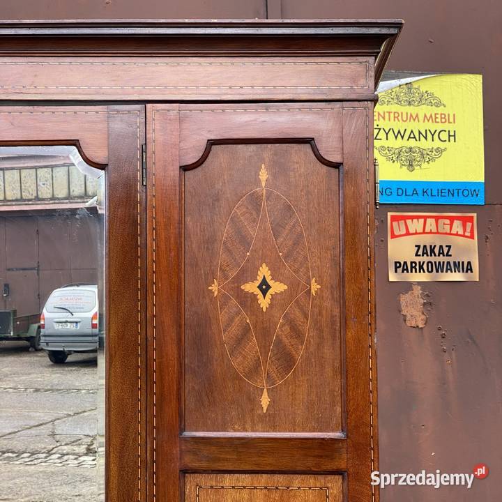 Szafa secesyjna z lustrem orzech intarsje Gryfice