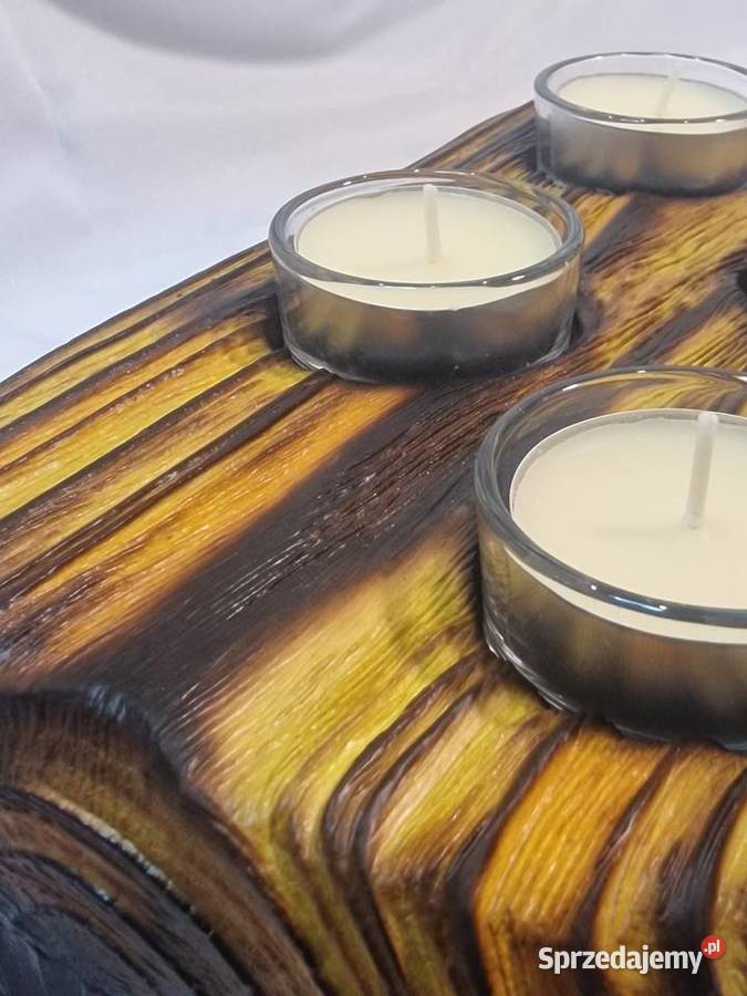 Świecznik świerkowy opalany Shou Sugi Ban Sępopol