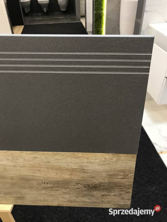 Płytka schodowa szare beton 120 Design gres