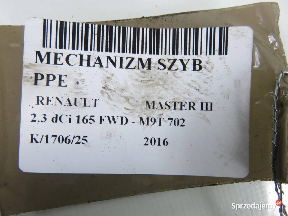 PODNOŚNIK SZYBY PRAWY PRZEDNI RENAULT MASTER III Mechanizmy opuszczania szyb