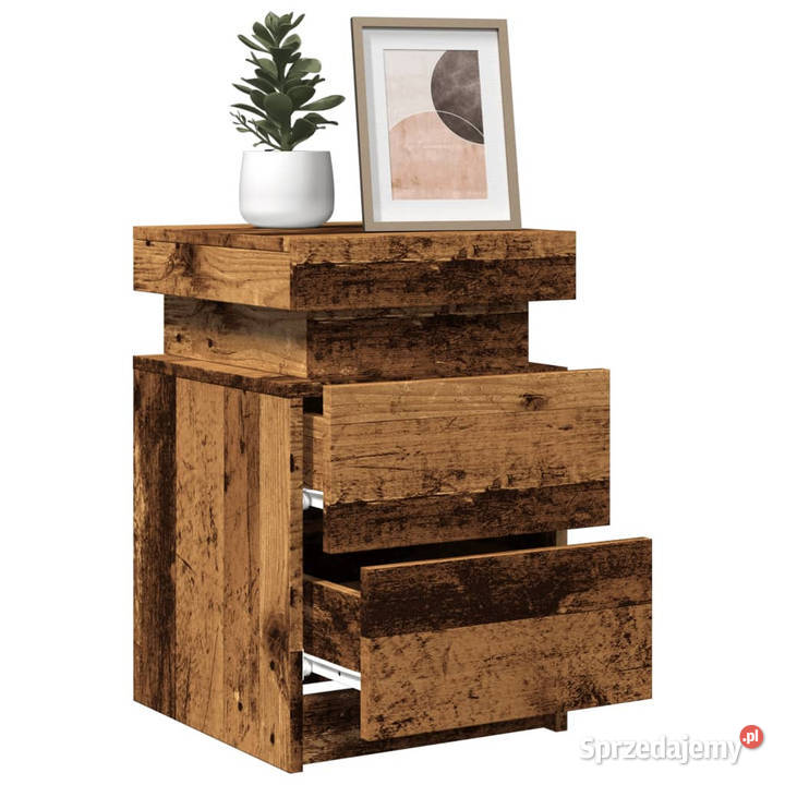 Szafki nocne z LED 2 stare drewno 35x39x55 Warszawa