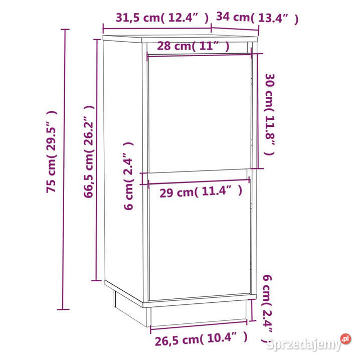 Szafki boczne 2 białe 315x34x75 drewno sosnowe Warszawa sprzedam