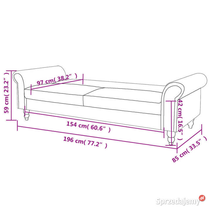 Rozkładana sofa 2os z podłokietnikami sztuczny Warszawa