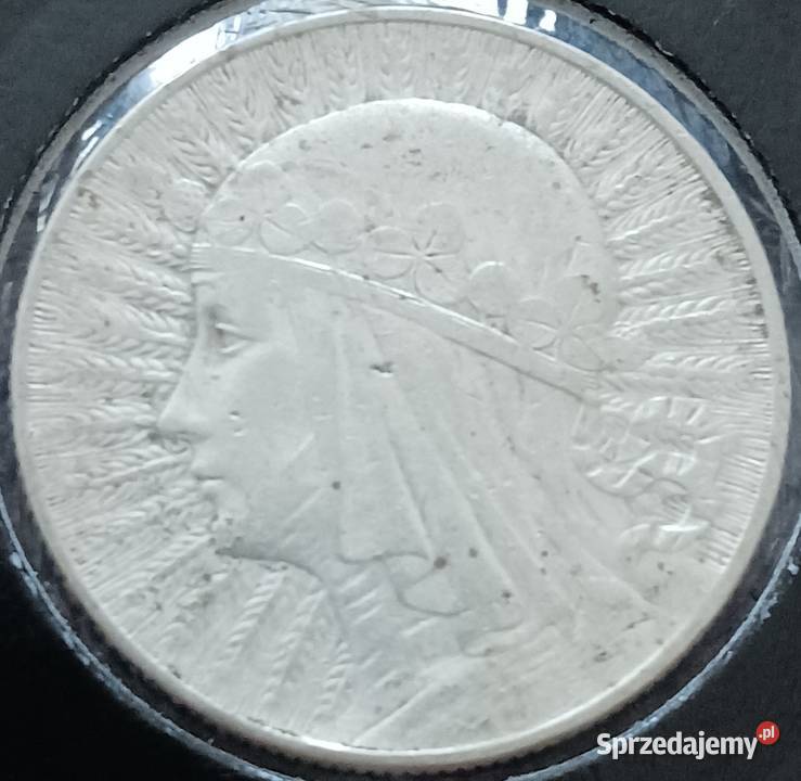 5 Głowa kobiety 1934 r srebro oryginał Konin
