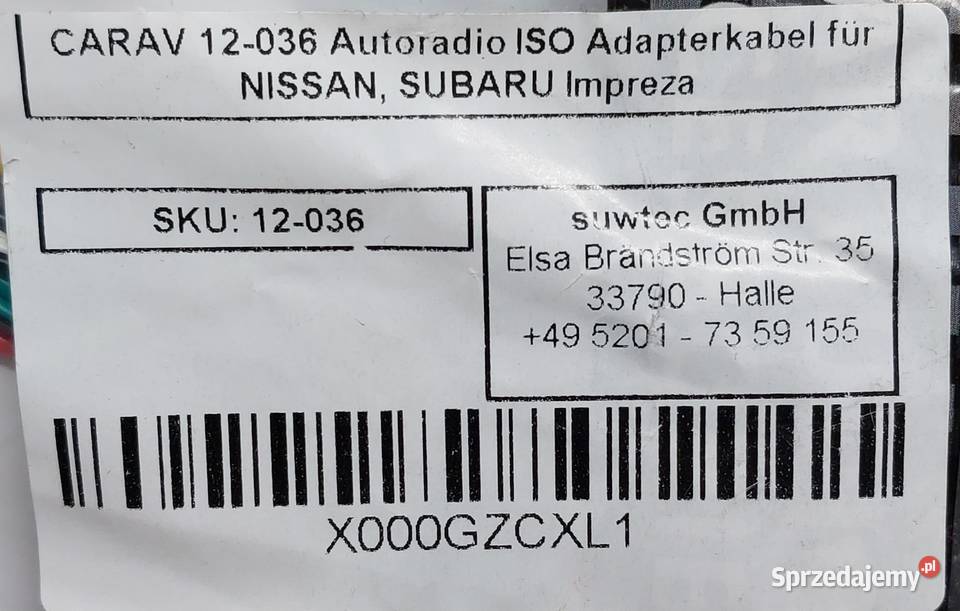ADAPTER ISO RADIO SUBARU IMPREZA OUTBACK 2007 Mielęcin