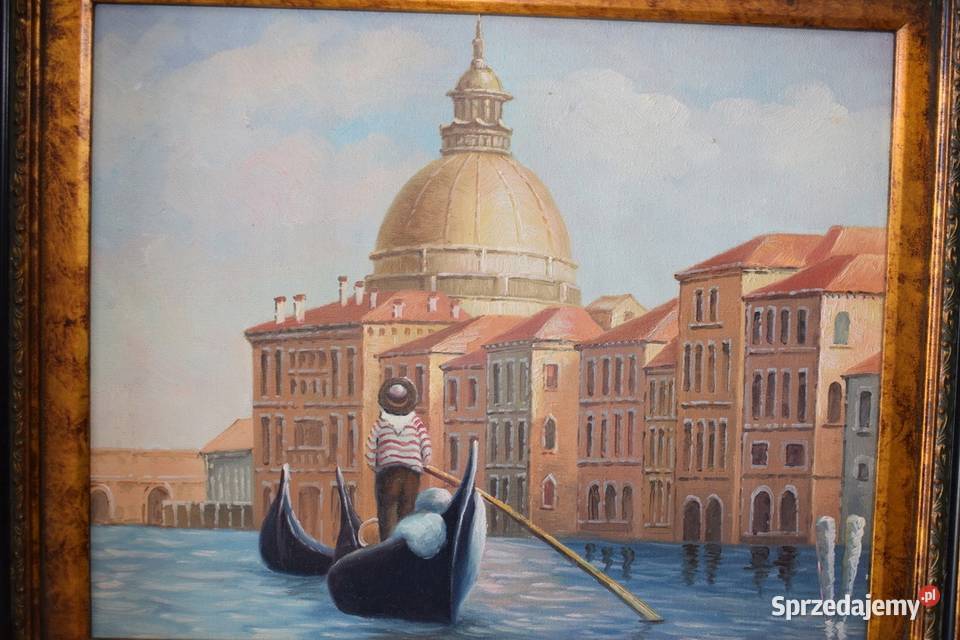 Gondola Wenecja Włochy Obraz Olejny Złoto Czarna małopolskie Kraków sprzedam