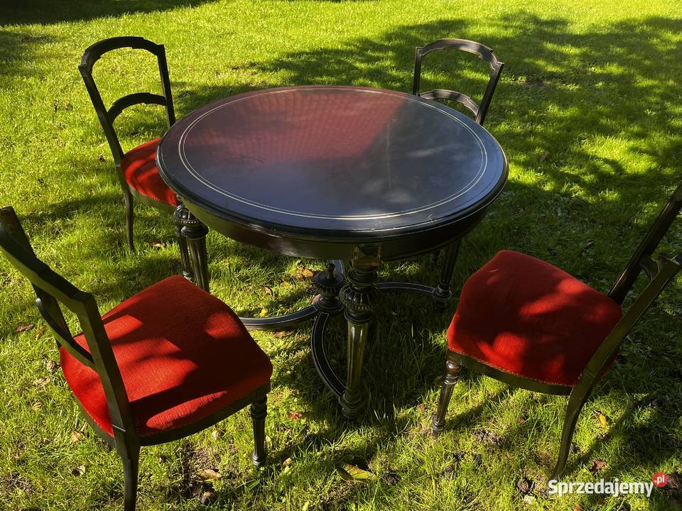 Stół okrągły z krzesłami Napoleoński kawowy Góra sprzedam