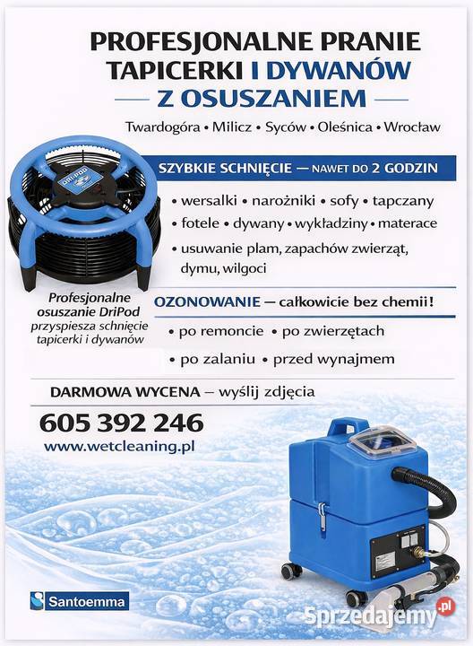 Pranie ekstrakcyjne tapczanu z dojazdem do