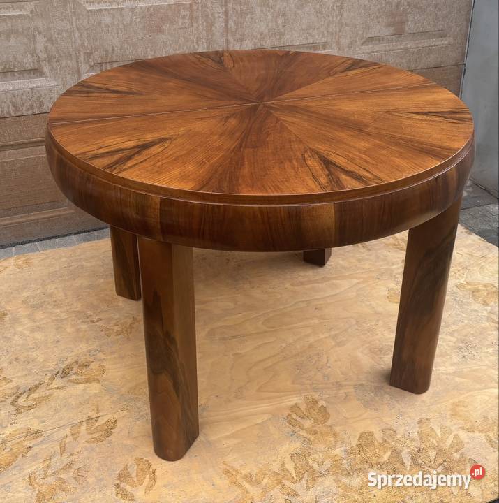 Stół Okrągły Orzech Beczką 112 Rozkładany Antyk Antyki, Sztuka, Kolekcje