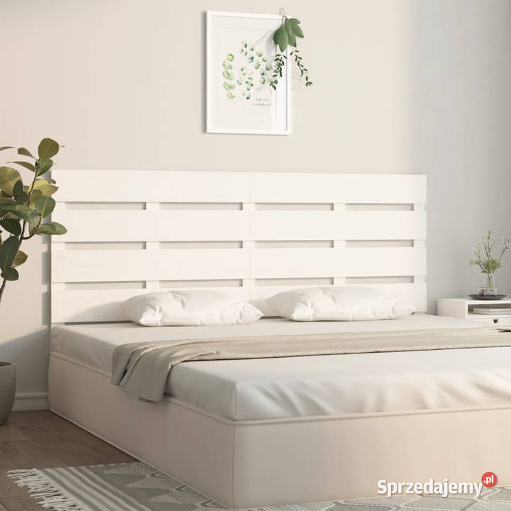 Wezgłowie łóżka białe 160x3x80 lite drewno