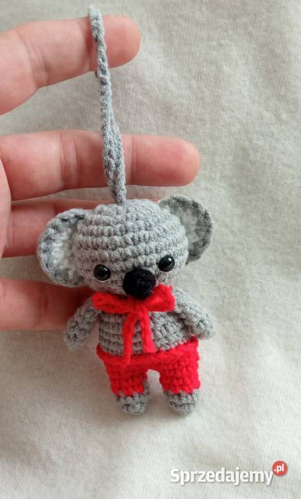 Miś koala wykonany na szydełku brelok zawieszka Łask