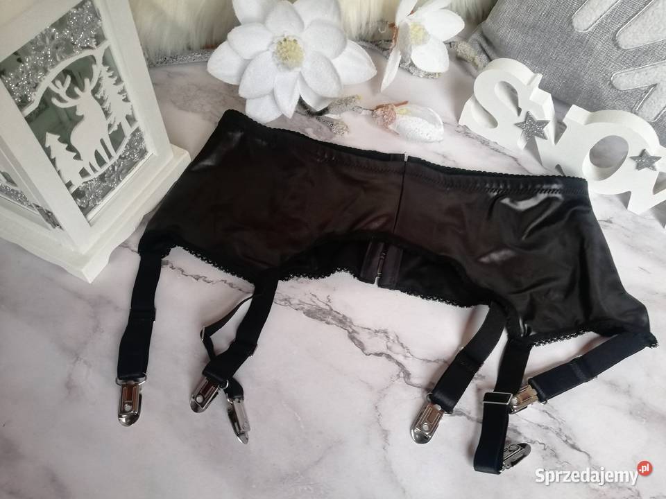 seksowny pas do pończoch czarny skóra eko Warszawa sprzedam