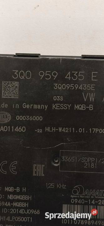 VW TIGUAN II SEAT ATECA MODUŁ KESSY 3Q0959435E