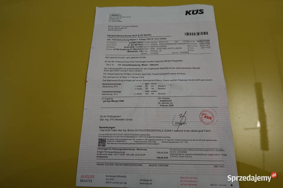 Audi 80 LS 1979 92 Oryginalny Lakier