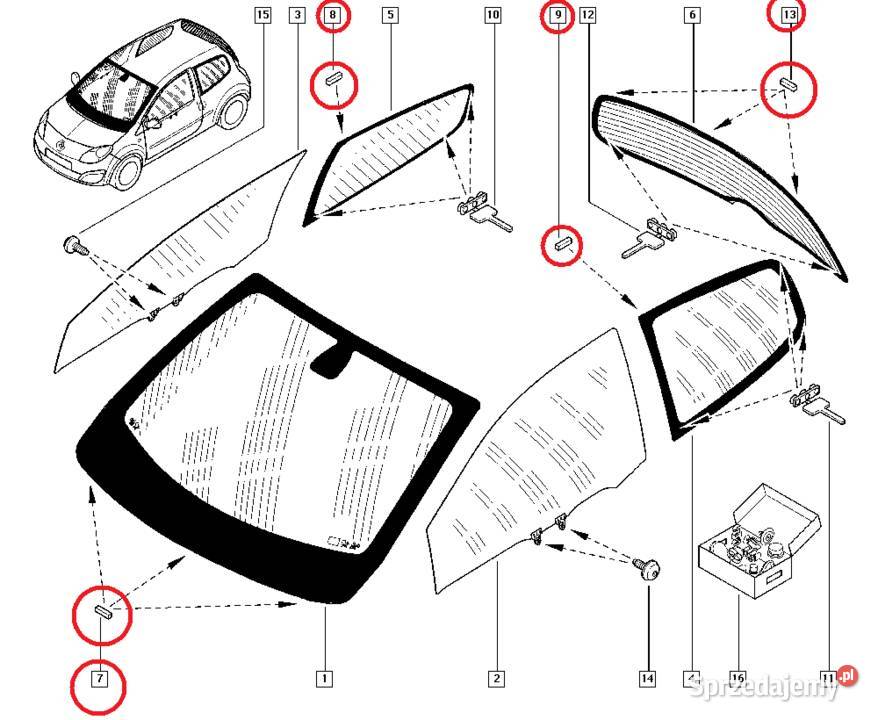 Stoper dystans guma blokada szyby Renault Dacia