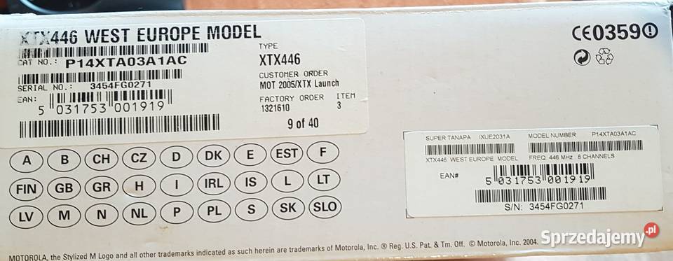 Zestaw 4 radiotelefonów PMR Motorola XTX446 Raciechowice