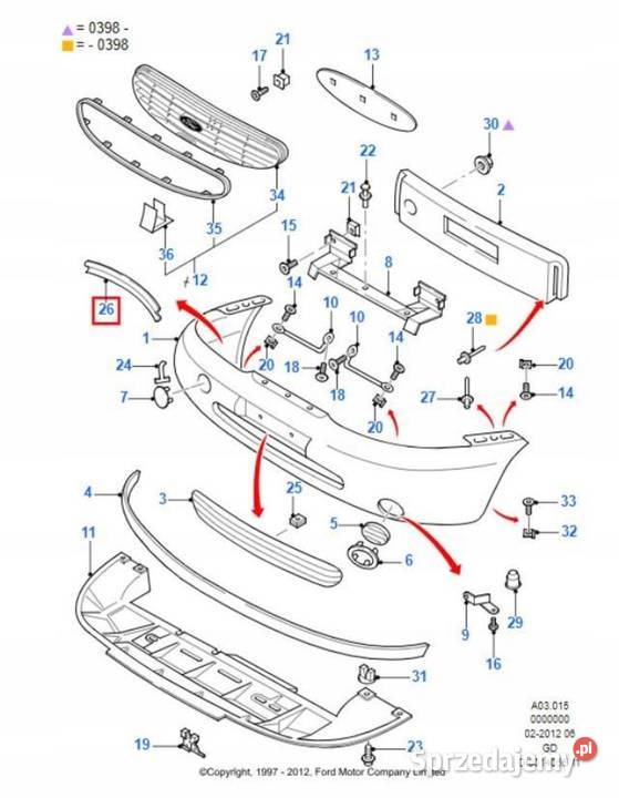 USZCZELKA ZDERZAKA PRZÓD FORD MONDEO 9600
