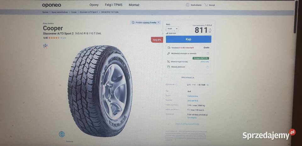opony terenowe 6 26560R18 discoverer allterrain Cięcina