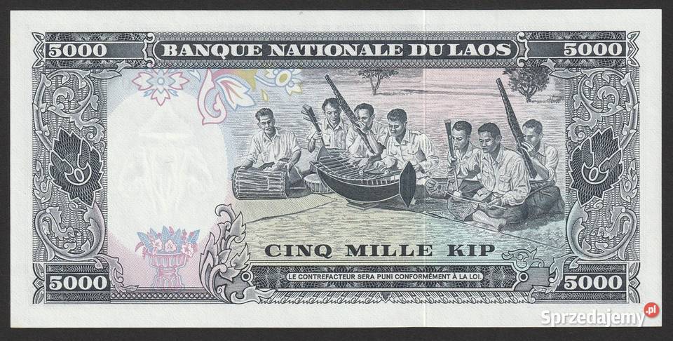LAOS 5000 KIP 1975 stan bankowy UNC Łódź