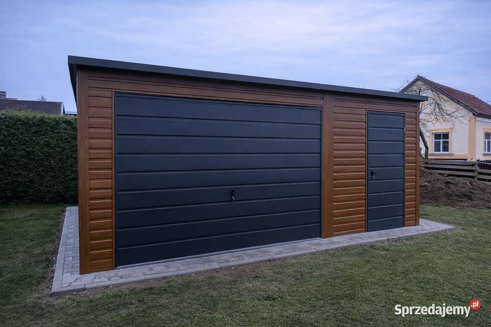 Garaż Blaszany 5x5m Drewnopodobny Spad na Tył Zielona Góra