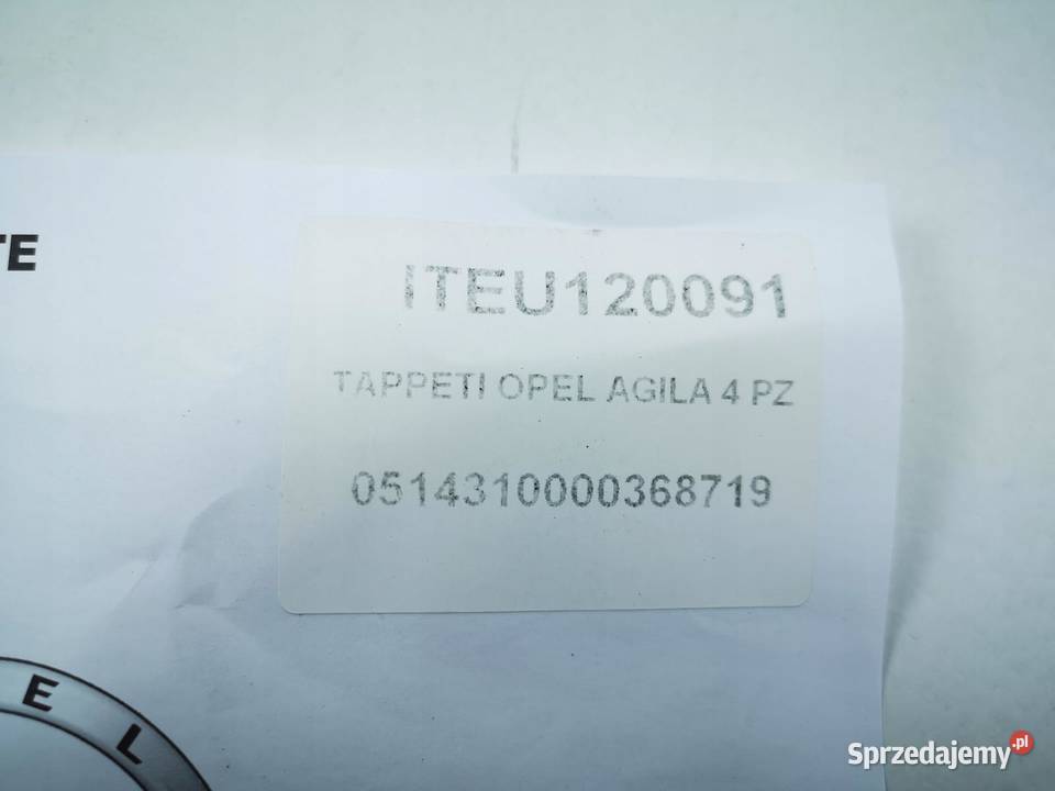 DYWANIKI WYCIERACZKI KOMPLET OPEL AGILA B sprzedam
