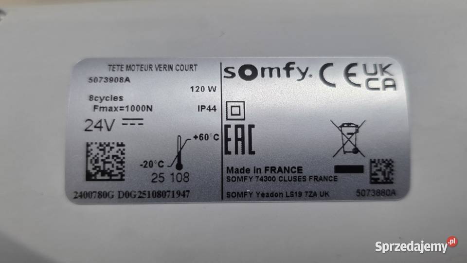 Siłownik Somfy SGS201 Polargos EasyWay nowy śląskie Jaworzno