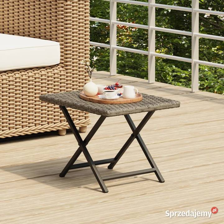 Składany stolik szary 45x35x32 polirattan362252 mazowieckie Warszawa