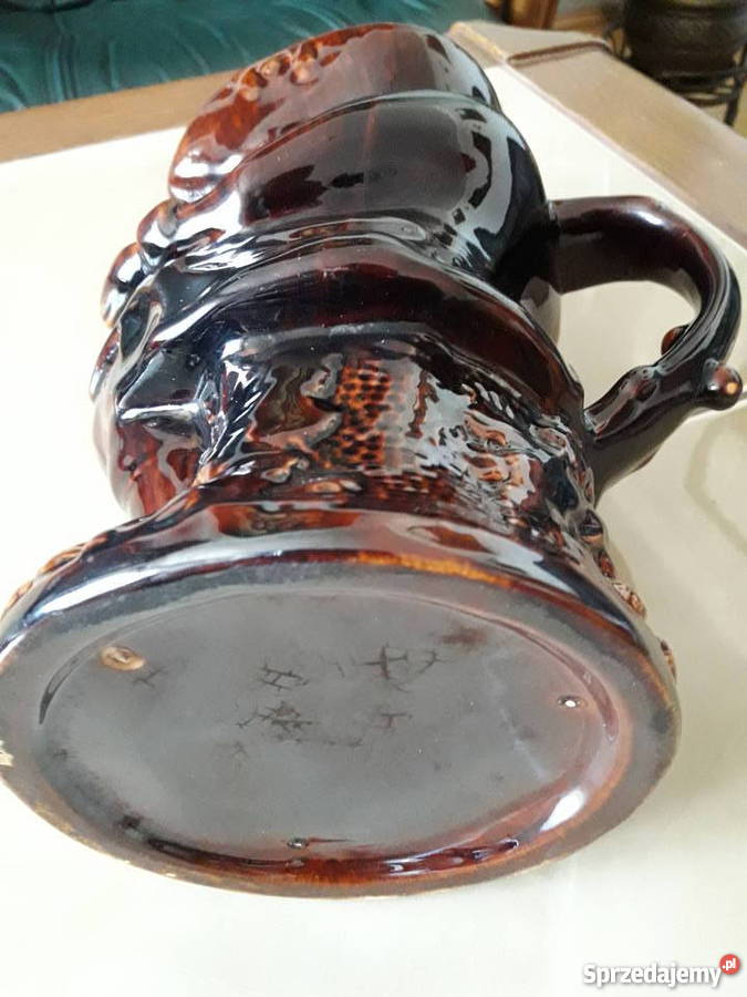Antyk ceramiczny figuralny kufel 1840 Janów Lubelski