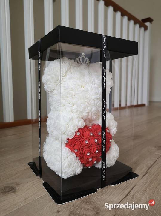 Miś z róż piankowych z diamentowym sercem wys25 Otrębusy