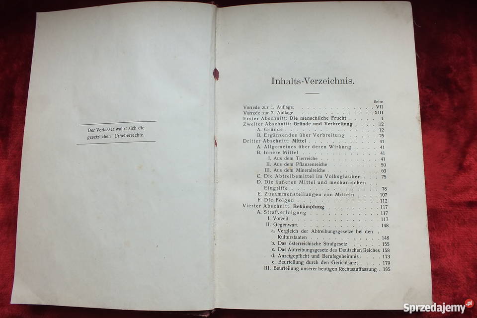 Stara książka Ginekologi Ein dunkler punkt 1907 Żary