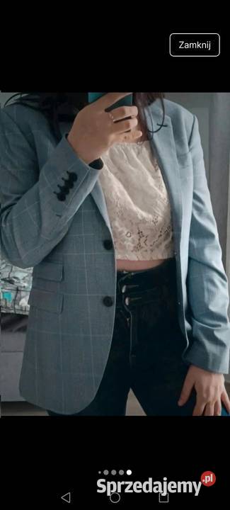 Marynarka granatowa Kratka pepitka o kroju Krosno