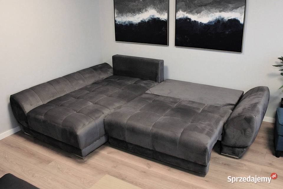 Narożnik duża sofa rozkładana tkanina Kąty Wrocławskie