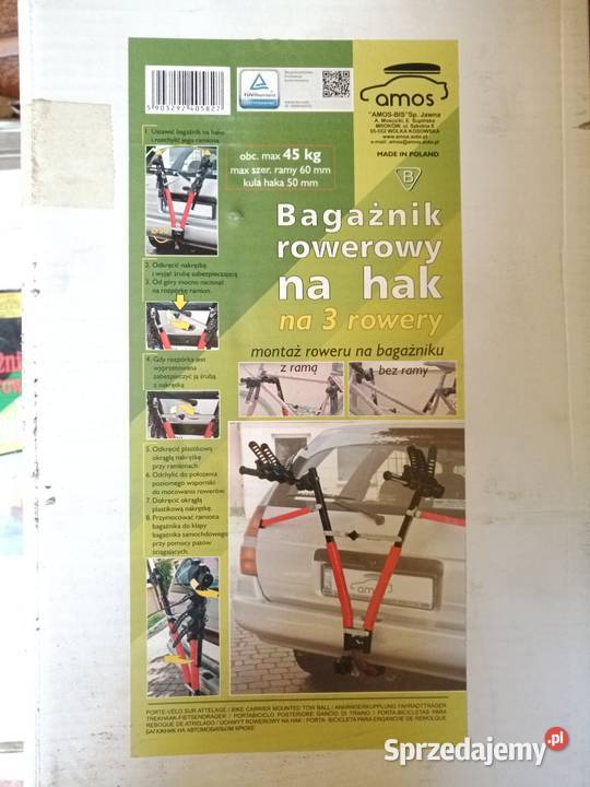 BAGAŻNIK ROWEROWY NA HAK 3 ROWERY NOŻYCE AMOS Sosnowiec