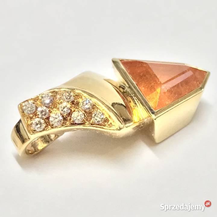 Złoty WISIOREK zawieszka 750 18K TOPAZ IMPERIAL złoto Warszawa