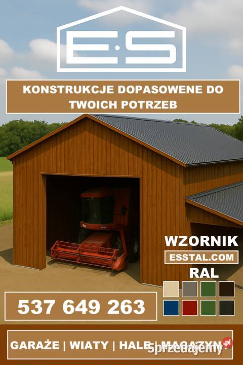 DUŻY Garaż Blaszany GRAFITOWY Wiata Magazynowa Sprzedaż Olsztyn