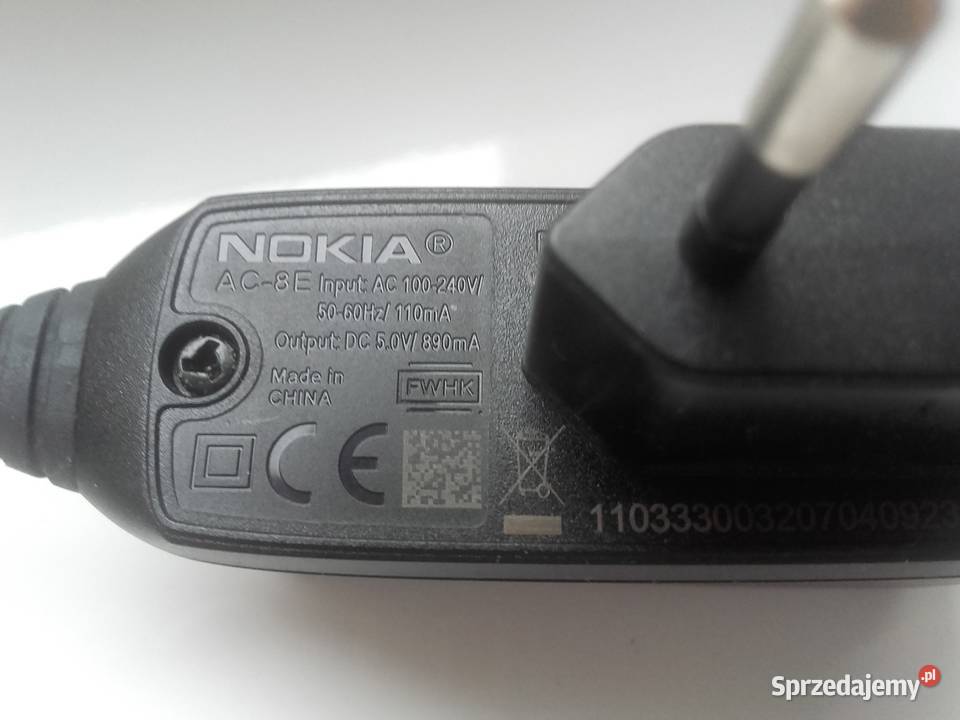 Ładowarka Nokia AC8E 50V 890mA używane sprawne kujawsko-pomorskie Bydgoszcz