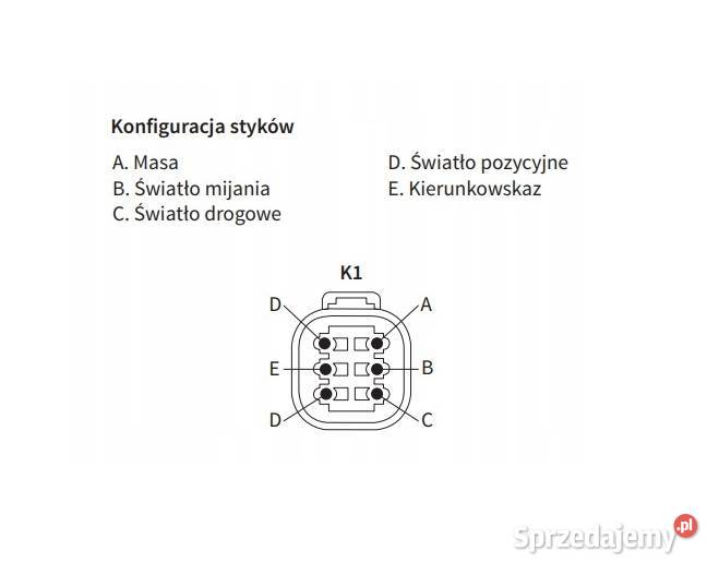 Reflektor przedni H44F ze złączem DT046P PL Oświetlenie Oświetlenie Trzciana