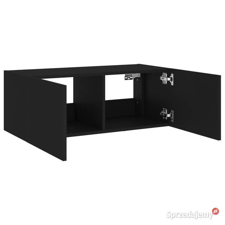 Ścienna szafka TV z LED czarna 80x35x31 WM837283 RTV