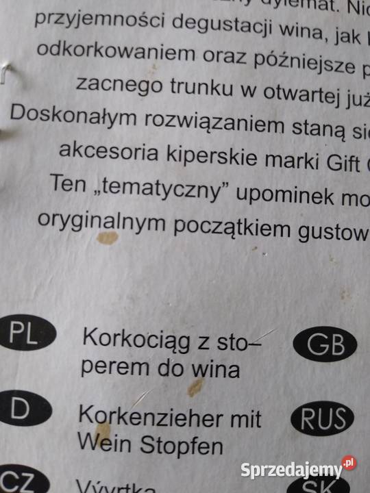 Korkociąg stoper zatyczka zestaw prezent Kruszwica sprzedam