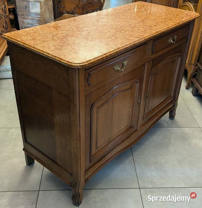 Piękna dębowa komodaszafka secesyjna z marmurem Dąbrowa Górnicza