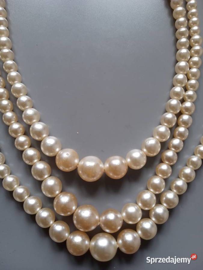 Kolia naszyjnik ze sztucznych pereł vintage PRL Tychy