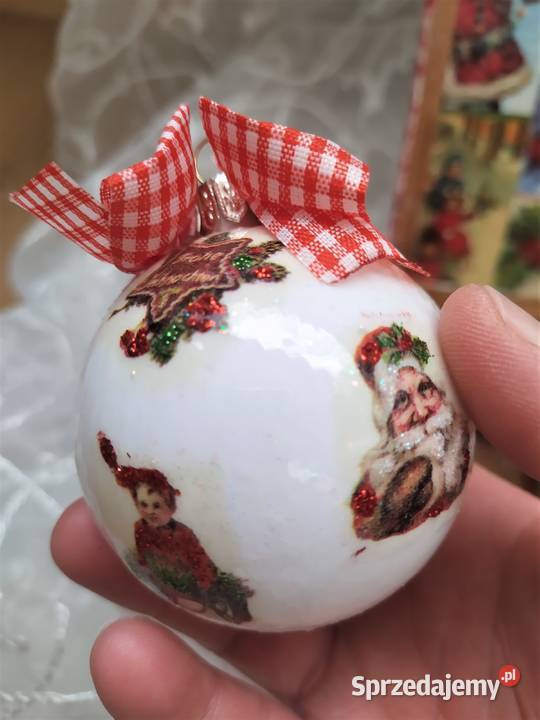 Zestaw bombek decoupage w ozdobnym pudełku wielokolorowy Dekoracje i ozdoby śląskie sprzedam