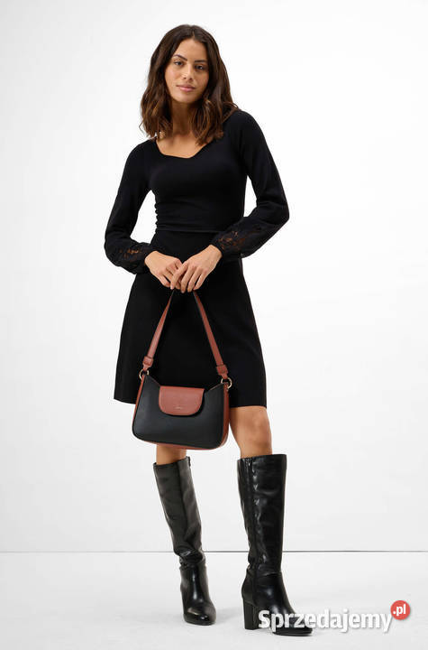 Nowa czarna sukienka z dzianiny rękaw z koronką Warszawa