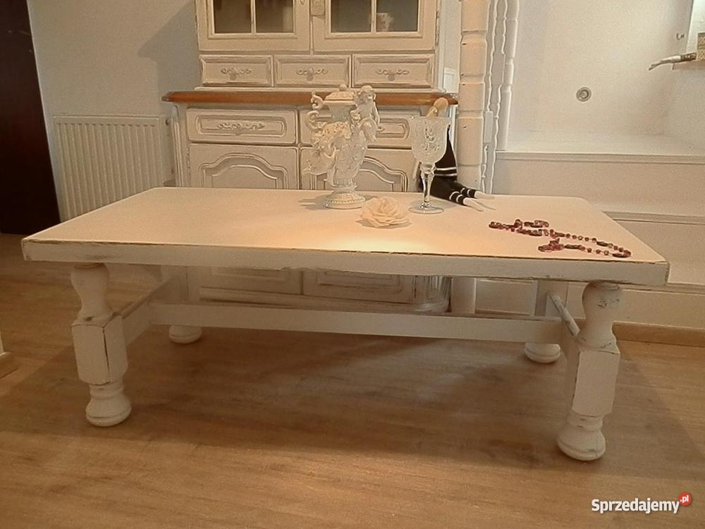 Ława niski stolik shabby chic prowansja biała Lubin