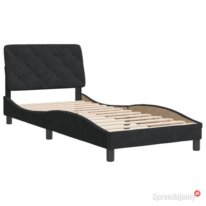 Rama łóżka z zagłówkiem czarna aksamitem 90x200 mazowieckie Warszawa
