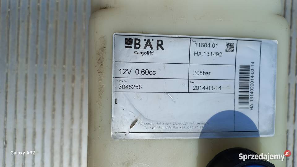 Pompa silnik 12V agregat hydrauliczny HA131492 Przykona sprzedam