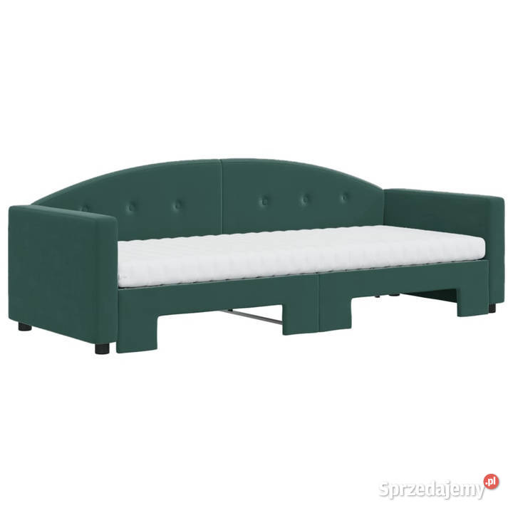 Sofa rozsuwana z materacami ciemnozielona