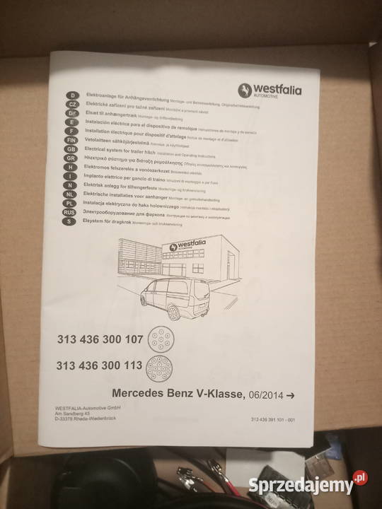 Zestaw wiązki haka V klasa Westfalia 313 436 300 dostawcze Warszawa