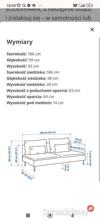 Kanapa IKEA Soderhamn 3 os Kostrzyn